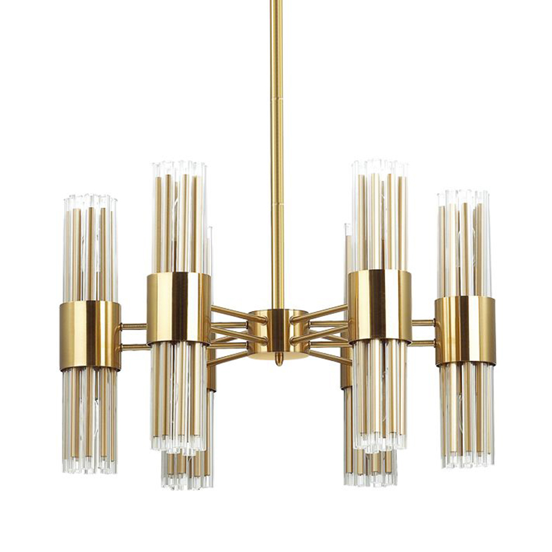 Люстра Gladwin Glass Tubes Chandelier Прозрачный Золотой в Костроме | Loft Concept 