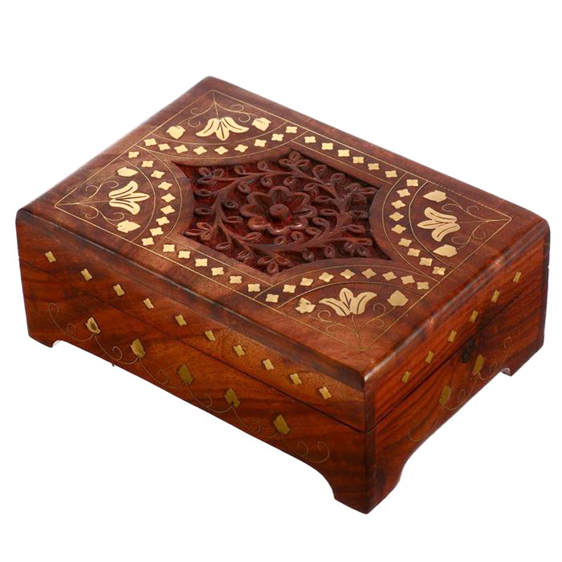 Шкатулка Fulari Indian Inlay Box Коричневый Шкатулка Fulari Indian Inlay Box Коричневый в Костроме | Loft Concept