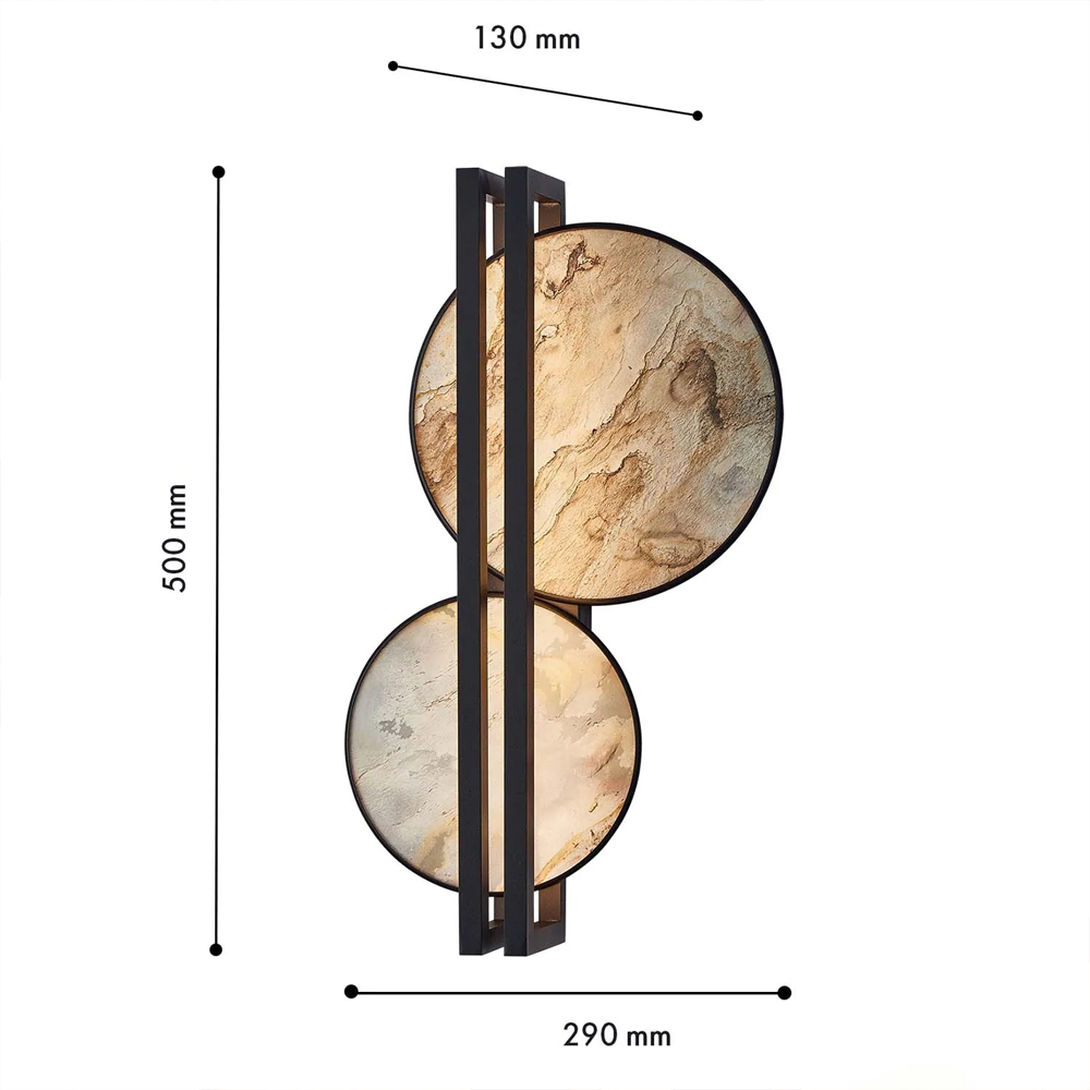 Бра из двух каменных дисков в металлической раме Constellation в Костроме