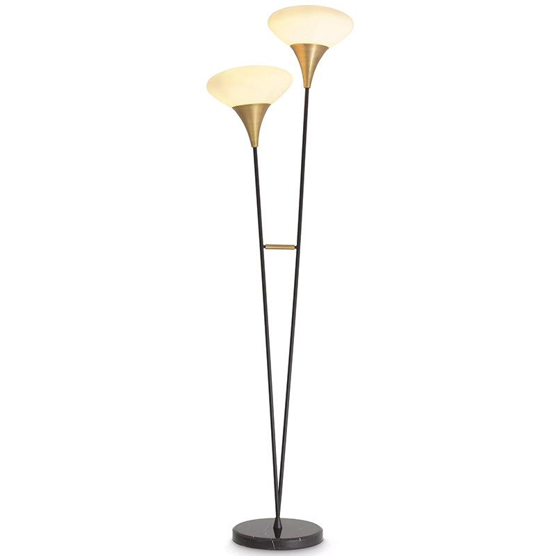 Торшер Eichholtz Floor Lamp Duco Латунь Белый Черный Черный Мрамор Nero Торшер Eichholtz Floor Lamp Duco Латунь Белый Черный Черный Мрамор Nero в Костроме | Loft Concept