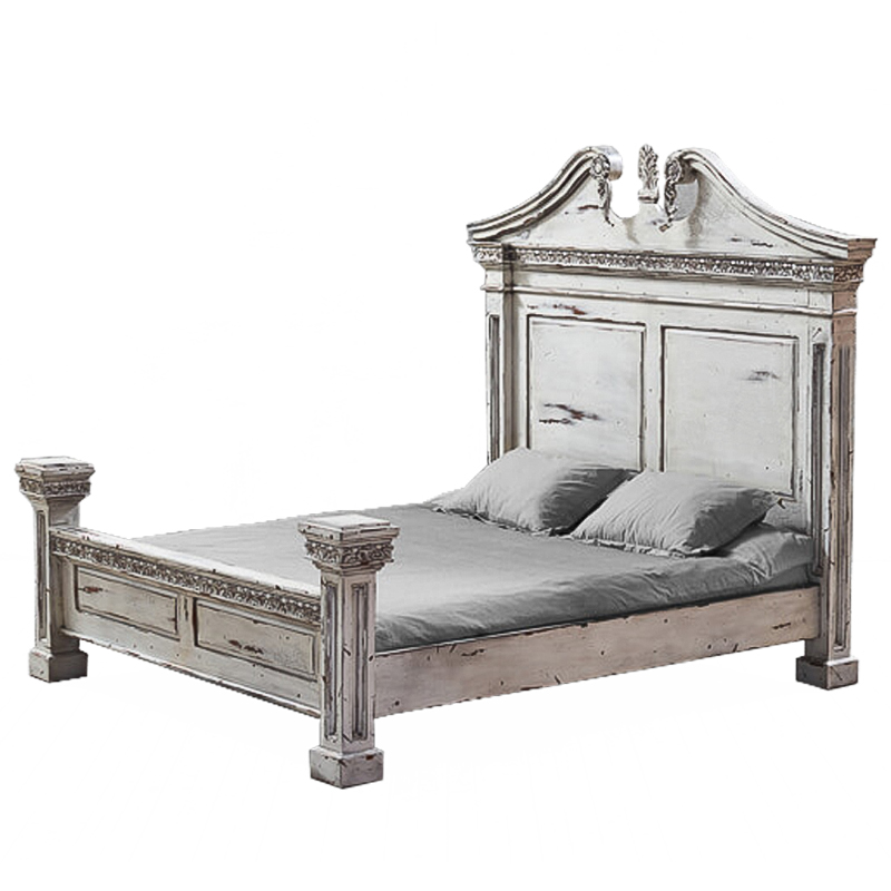 Кровать Gothic Style Bed White Белый винтажная патина Кровать Gothic Style Bed White Белый винтажная патина в Костроме | Loft Concept