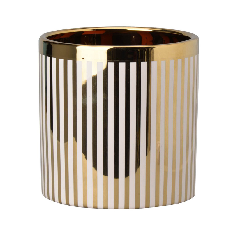 Ваза Gold & White Stripes Белый Золотой Ваза Gold & White Stripes Белый Золотой в Костроме | Loft Concept