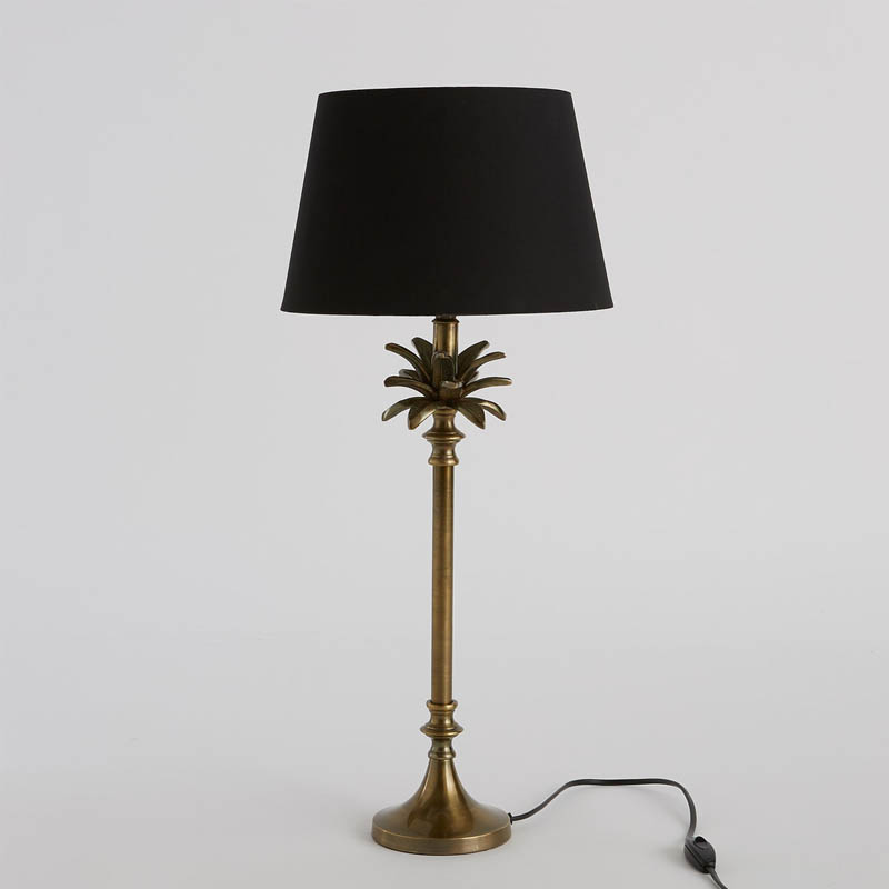Настольная лампа Palm Black Lampshade Латунь Настольная лампа Palm Black Lampshade Латунь в Костроме | Loft Concept