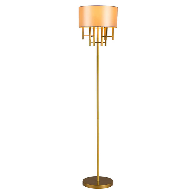 Торшер Oswell Lampshade Floor Lamp Латунь Бежевый Торшер Oswell Lampshade Floor Lamp Латунь Бежевый в Костроме | Loft Concept