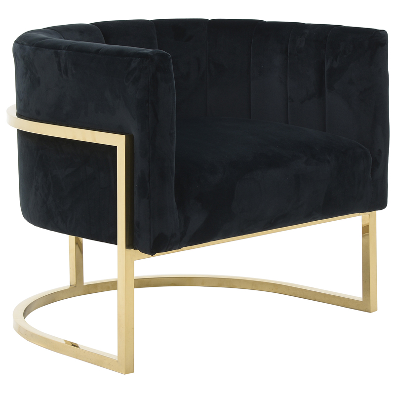 Кресло Accent Velvet chair black Черный Глянцевое золото Кресло Accent Velvet chair black Черный Глянцевое золото в Костроме | Loft Concept