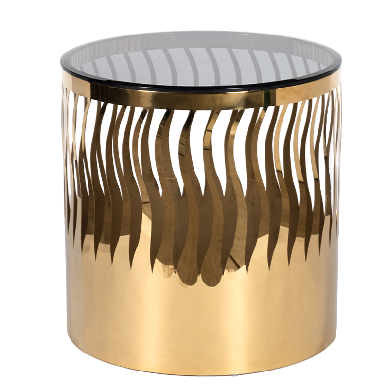 Приставной стол Emerson Side Table Глянцевое золото Стекло Смок Приставной стол Emerson Side Table Глянцевое золото Стекло Смок в Костроме | Loft Concept