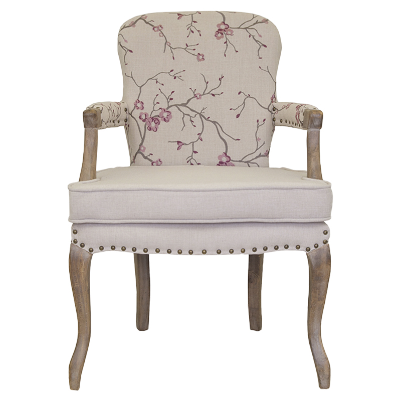 Кресло с изображением сакуры Aubrey Classical Armchair beige flax Бежевый Коричневый Розовый Кресло с изображением сакуры Aubrey Classical Armchair beige flax Бежевый Коричневый Розовый в Костроме | Loft Concept