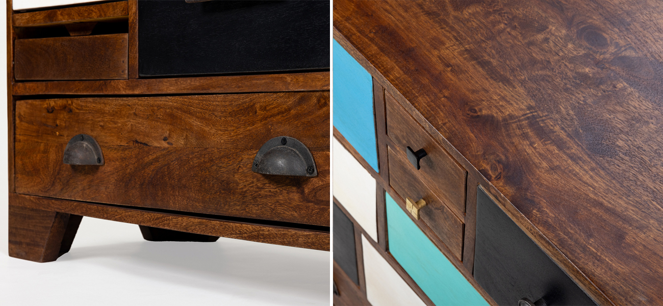 Комод из массива с разноцветными ящиками Fancy - фото