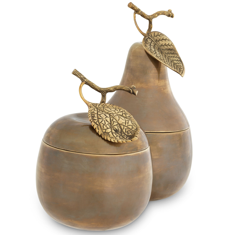 Комплект шкатулок Eichholtz Box Apple & Pear set of 2 brass Винтажная латунь Комплект шкатулок Eichholtz Box Apple & Pear set of 2 brass Винтажная латунь в Костроме | Loft Concept