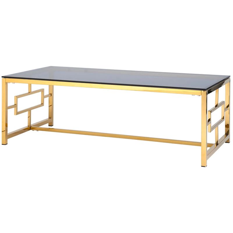 Столик кофейный Milan Tables Gold Золотой Стекло Смок Столик кофейный Milan Tables Gold Золотой Стекло Смок в Костроме | Loft Concept