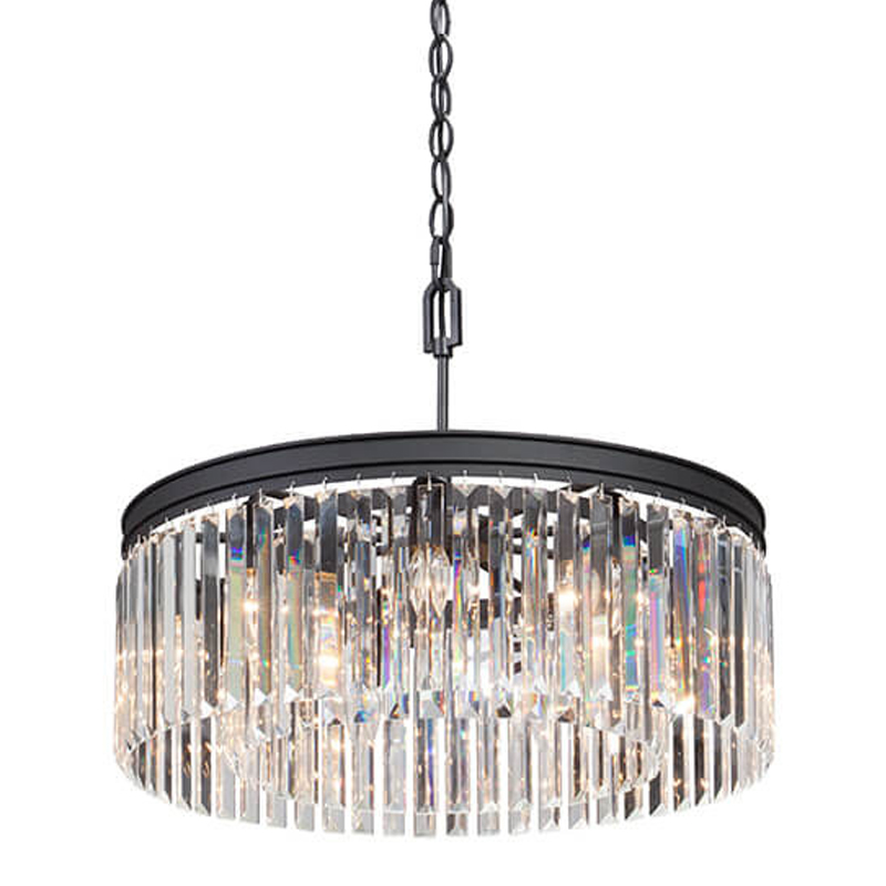 Люстра RH Rhys CLEAR GLASS Prism Round Chandelier прозрачное стекло 40 Черный матовый Люстра RH Rhys CLEAR GLASS Prism Round Chandelier прозрачное стекло 40 Черный матовый в Костроме | Loft Concept