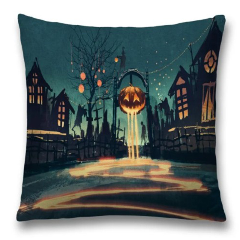 Подушка Halloween Alleyway Черный Синий Оранжевый Подушка Halloween Alleyway Черный Синий Оранжевый в Костроме | Loft Concept