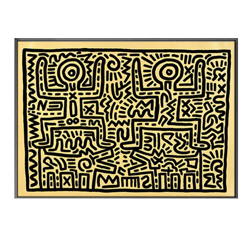 Постер Keith Haring 8 Черный Бежевый Постер Keith Haring 8 Черный Бежевый в Костроме | Loft Concept