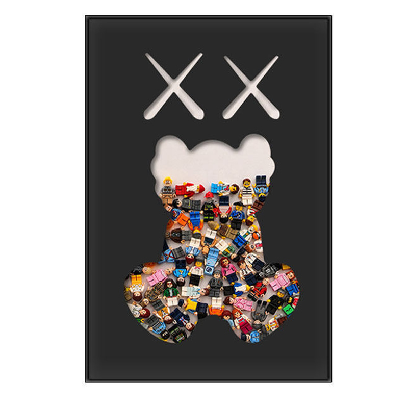 Постер Bearbrick Черный фон Мульти Постер Bearbrick Черный фон Мульти в Костроме | Loft Concept