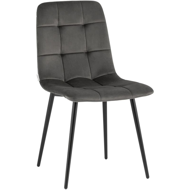 Стул NANCY Chair Темно-Серый Велюр Серый Черный Стул NANCY Chair Темно-Серый Велюр Серый Черный в Костроме | Loft Concept