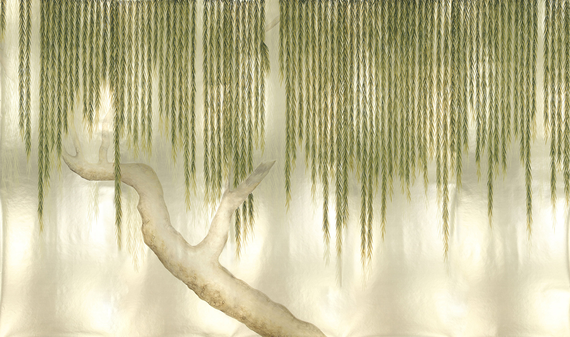 Обои ручная роспись Willow Original colourway on Champagne Gold gilded paper Обои ручная роспись Willow Original colourway on Champagne Gold gilded paper - постер Loft-Concept в Костроме