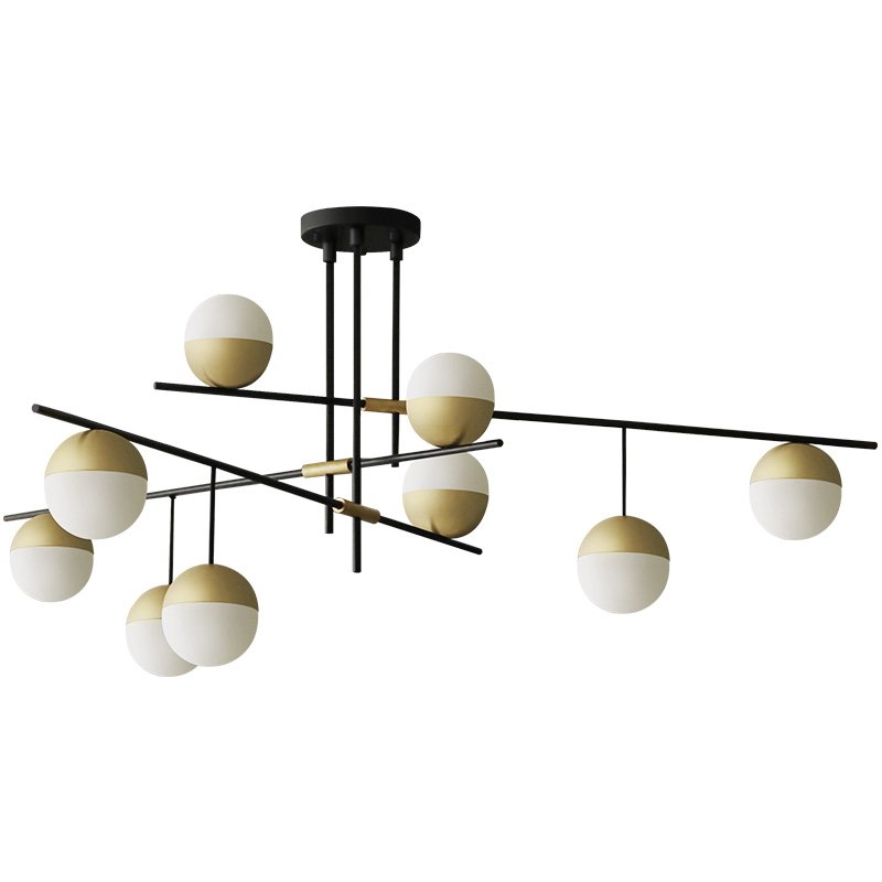 Люстра Balls white & brass 9 Белый Черный Латунь Люстра Balls white & brass 9 Белый Черный Латунь в Костроме | Loft Concept