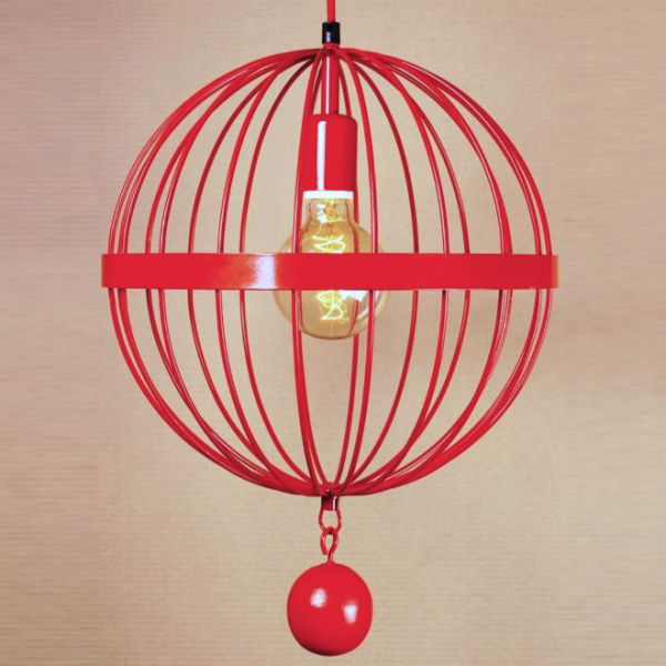 Подвесной светильник Wire Cage Pendant Spher Red Красный в Костроме | Loft Concept 