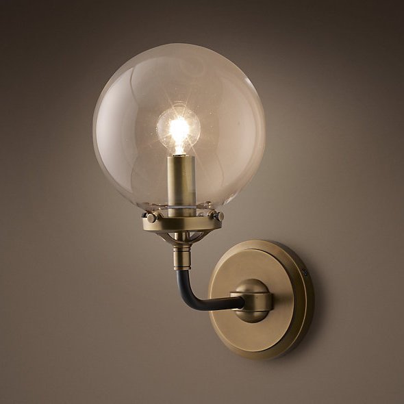Бра Bistro Globe Clear Glass Single Sconce Brass Бра Bistro Globe Clear Glass Single Sconce Brass в Костроме | Loft Concept
