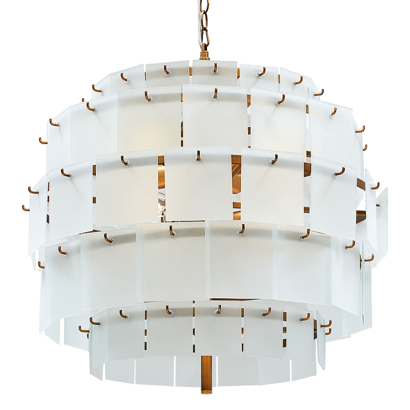 Люстра Glass Square Plates Chandelier Медь Белый Люстра Glass Square Plates Chandelier Медь Белый в Костроме | Loft Concept