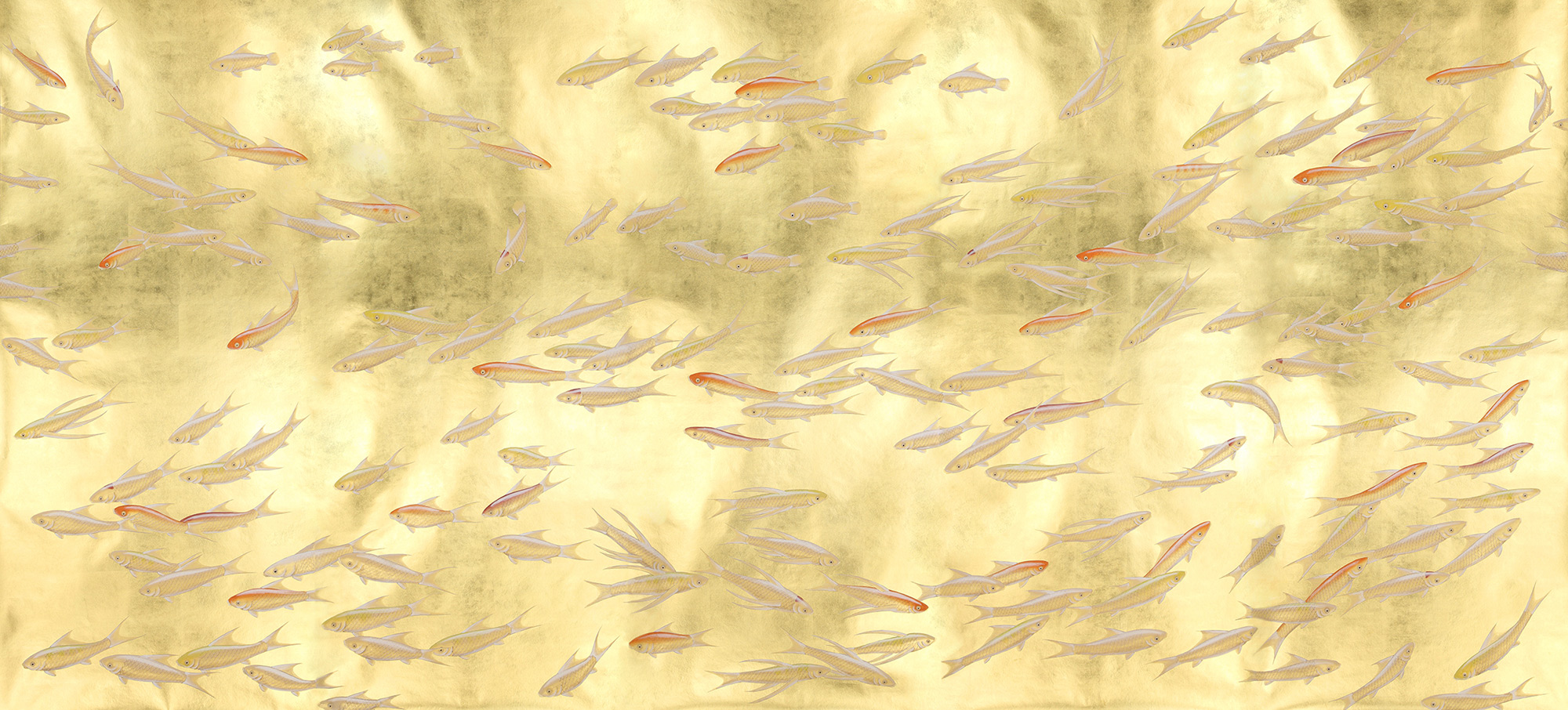 Обои ручная роспись Fishes Koi on Deep Rich Gold gilded paper Обои ручная роспись Fishes Koi on Deep Rich Gold gilded paper - постер Loft-Concept в Костроме