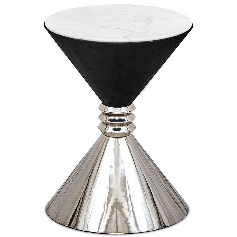 Приставной стол Hourglass side table Никель Черный Белый Приставной стол Hourglass side table Никель Черный Белый в Костроме | Loft Concept