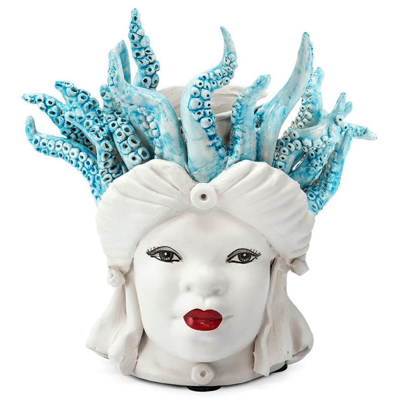 Ваза VASE MORO LADY SMALL MEDUSA Белый Голубой Ваза VASE MORO LADY SMALL MEDUSA Белый Голубой в Костроме | Loft Concept