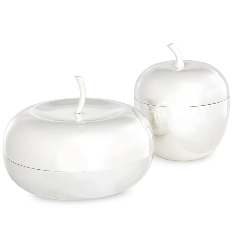 Комплект шкатулок Eichholtz Box Apple Set of 2 Silver Серебряный Комплект шкатулок Eichholtz Box Apple Set of 2 Silver Серебряный в Костроме | Loft Concept