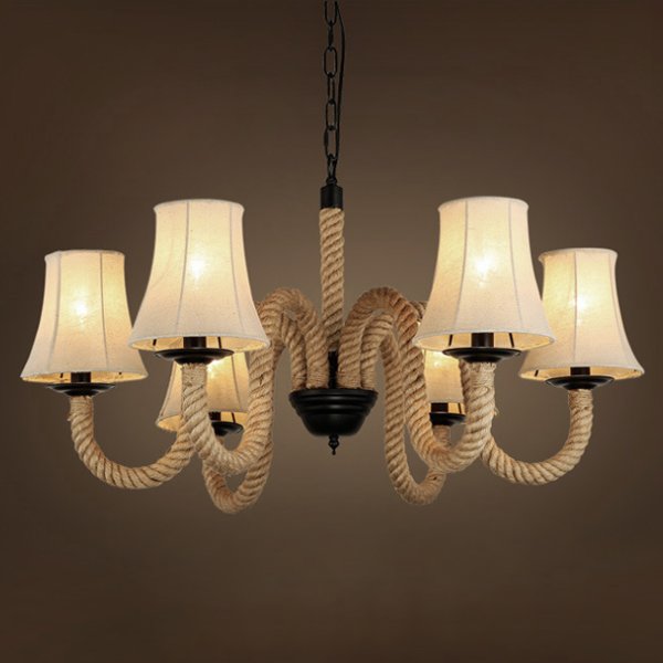 Люстра Loft Rope Chandelier 6 Бежевый Люстра Loft Rope Chandelier 6 Бежевый в Костроме | Loft Concept