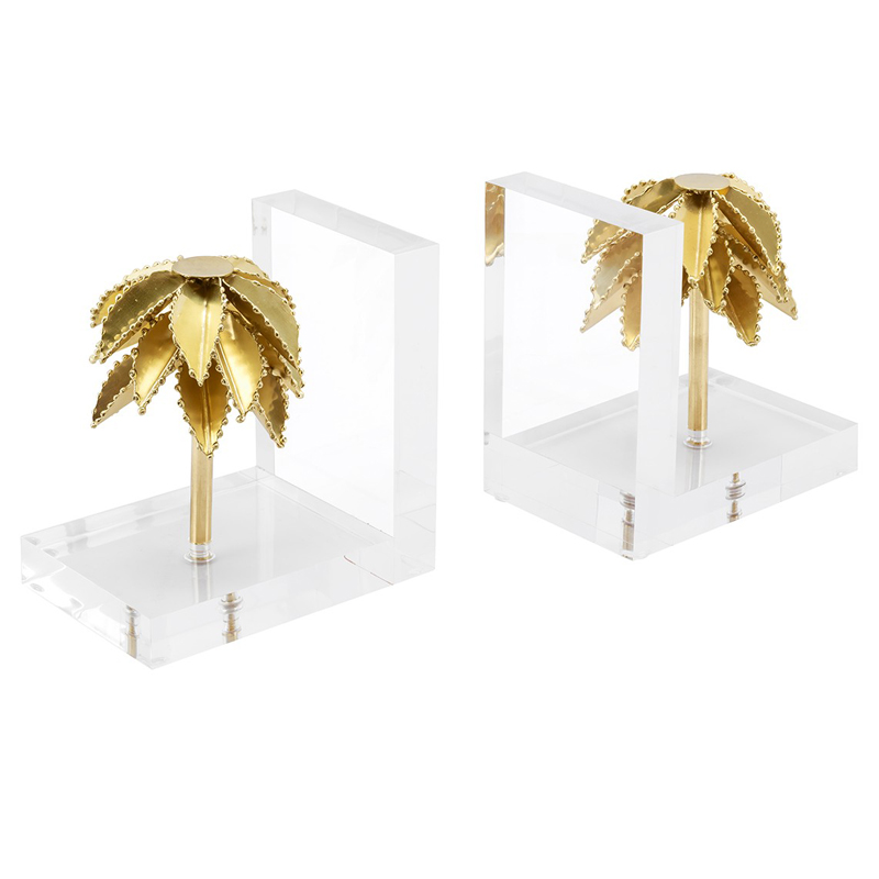 Держатель для книг BOOKEND PALMERY SET 2PCS Прозрачный Латунь Держатель для книг BOOKEND PALMERY SET 2PCS Прозрачный Латунь в Костроме | Loft Concept