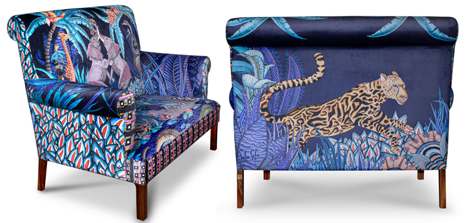 Диван Ardmore Design Sabie Sofa in Tanzanite Синий Тропический Орнамент Диван Ardmore Design Sabie Sofa in Tanzanite Синий Тропический Орнамент - Loft-Concept в Костроме