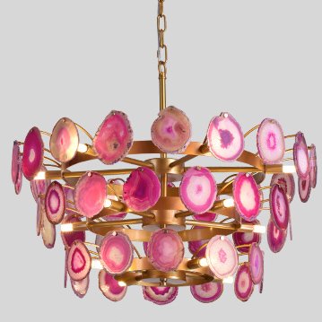 Люстра Agate Burst Chandelier 3 Round pink Розовый пастельный Золотой Люстра Agate Burst Chandelier 3 Round pink Розовый пастельный Золотой в Костроме | Loft Concept