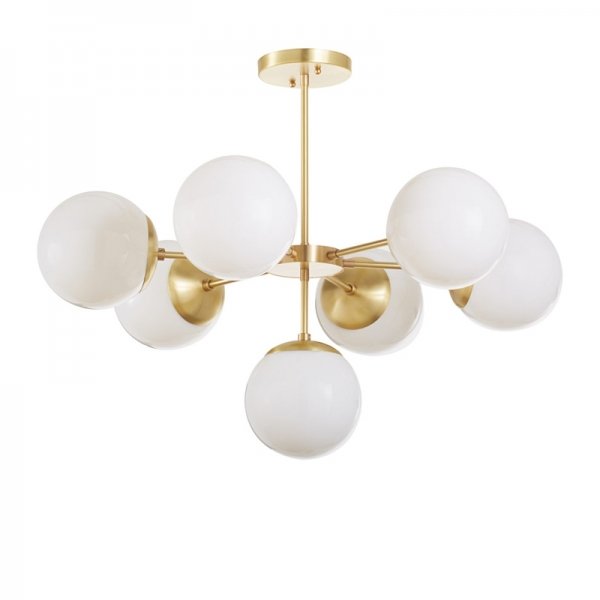 Подвесной светильник Copper Light Chandelier 7 Белый Латунь Подвесной светильник Copper Light Chandelier 7 Белый Латунь в Костроме | Loft Concept