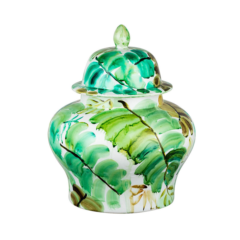 Ваза Vase Green Leaves II Белый Зеленый Ваза Vase Green Leaves II Белый Зеленый в Костроме | Loft Concept