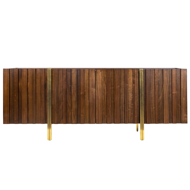 Комод с мраморной столешницей Walnut Veneer Коричневый Белый Латунь Комод с мраморной столешницей Walnut Veneer Коричневый Белый Латунь в Костроме | Loft Concept