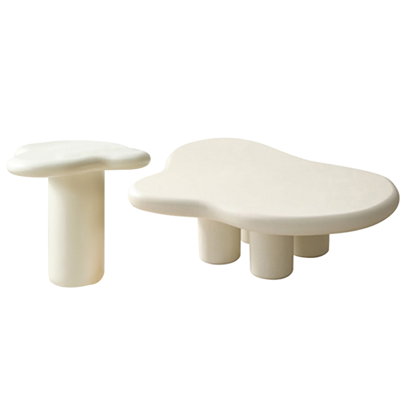 Комплект кофейных столиков Aine Curved Coffee Tables Молочный Черный Комплект кофейных столиков Aine Curved Coffee Tables Молочный Черный в Костроме | Loft Concept