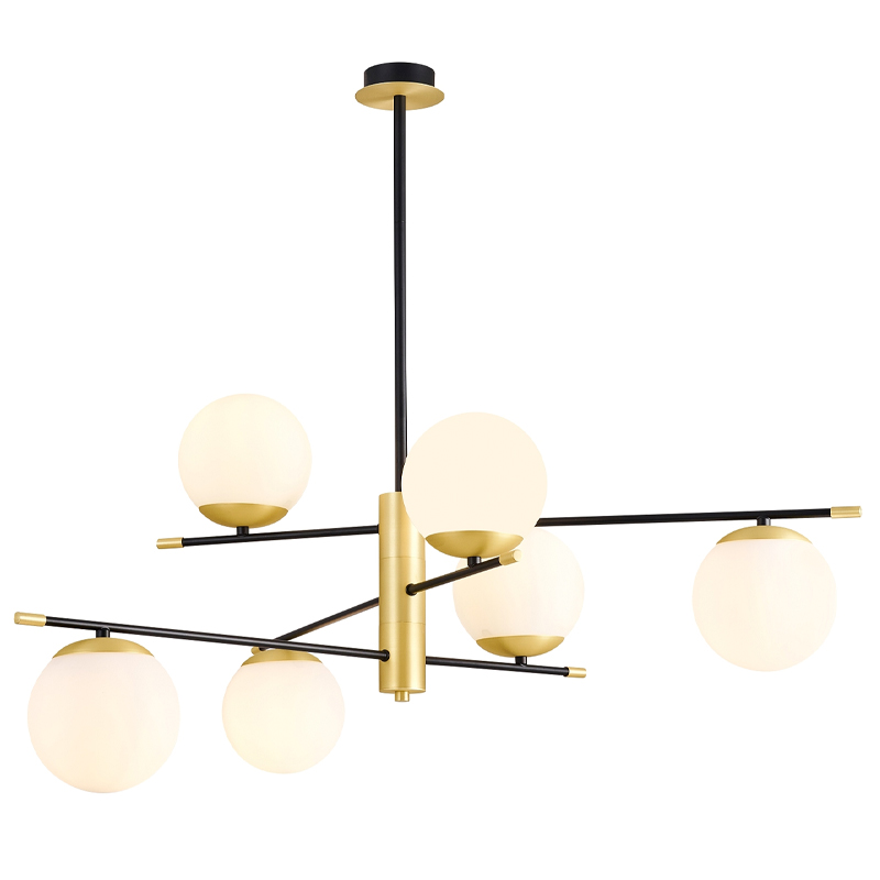 Люстра Черная с Золотом Spike Balls Hanging 6 Lamp Белый Золотой Черный Люстра Черная с Золотом Spike Balls Hanging 6 Lamp Белый Золотой Черный в Костроме | Loft Concept
