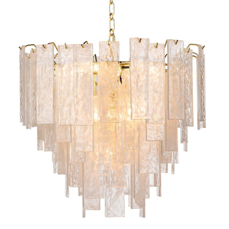 Люстра Textured Glass Chandelier Rectangular Pendants Золотой Прозрачный (Transparent) Люстра Textured Glass Chandelier Rectangular Pendants Золотой Прозрачный (Transparent) в Костроме | Loft Concept