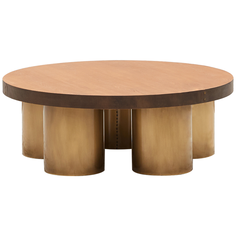 Круглый кофейный стол Stokes Coffee Table Латунь Коричневый Древесина Круглый кофейный стол Stokes Coffee Table Латунь Коричневый Древесина в Костроме | Loft Concept