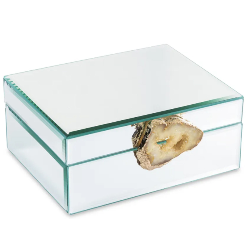 Шкатулка Glass Agate Box Зеркало Бежевый Шкатулка Glass Agate Box Зеркало Бежевый в Костроме | Loft Concept