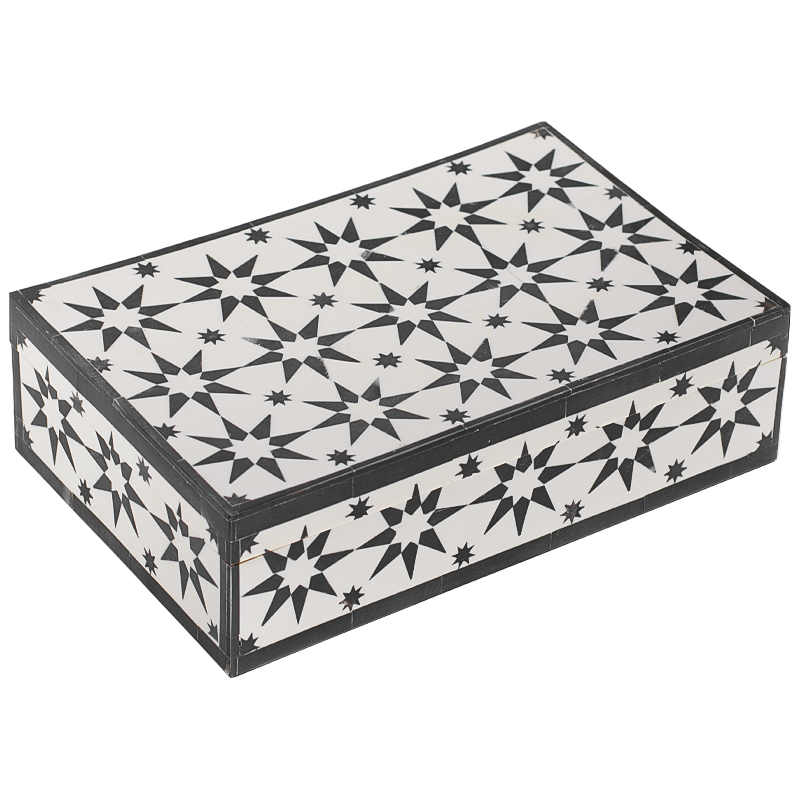 Шкатулка Stars Bone Inlay Черно-белый Шкатулка Stars Bone Inlay Черно-белый в Костроме | Loft Concept