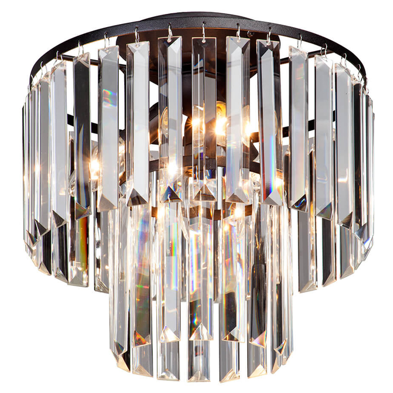 Потолочный светильник ODEON CLEAR GLASS 2-TIER диаметр 31 см Черный Прозрачное Стекло Потолочный светильник ODEON CLEAR GLASS 2-TIER диаметр 31 см Черный Прозрачное Стекло в Костроме | Loft Concept