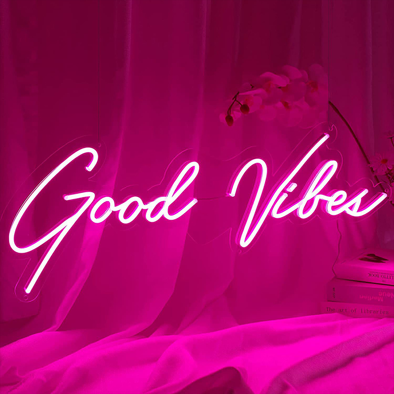 Неоновая настенная лампа Good Vibes Neon Wall Lamp Прозрачный Розовый Неоновая настенная лампа Good Vibes Neon Wall Lamp Прозрачный Розовый в Костроме | Loft Concept