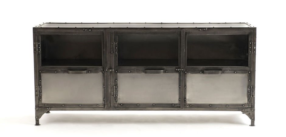 Комод металлический Industrial Steampunk Nickel 3 Door Сoncole Комод металлический Industrial Steampunk Nickel 3 Door Сoncole - Loft-Concept в Костроме