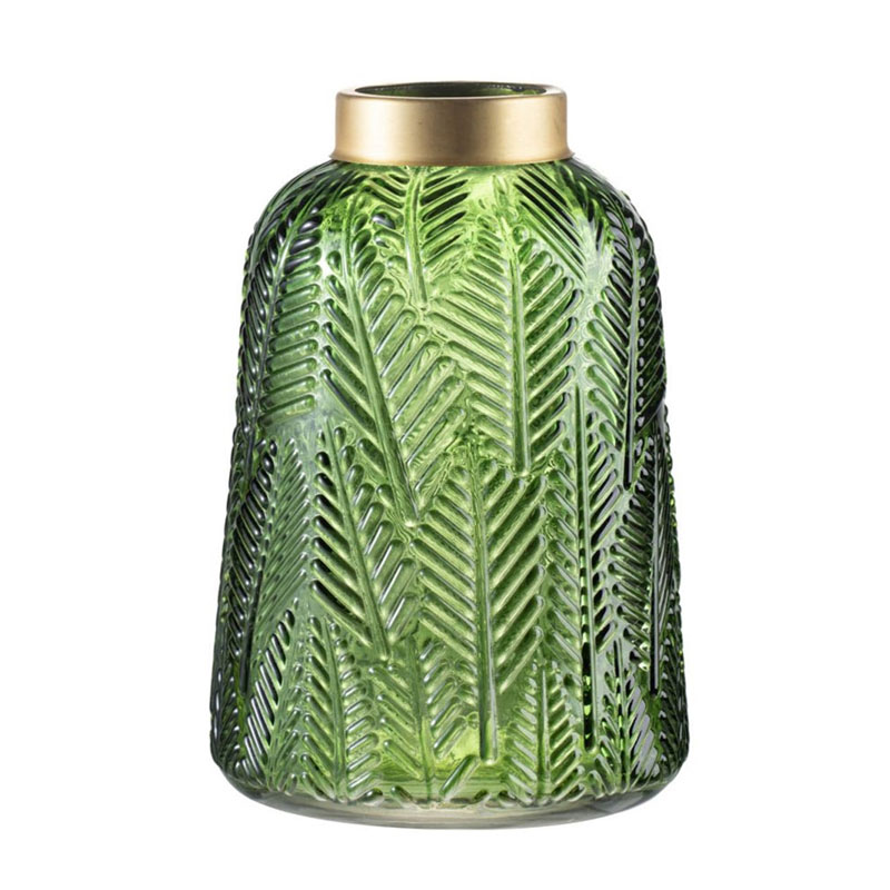 Ваза Green Vase Golden Throat high Золотой Прозрачный зеленый Ваза Green Vase Golden Throat high Золотой Прозрачный зеленый в Костроме | Loft Concept
