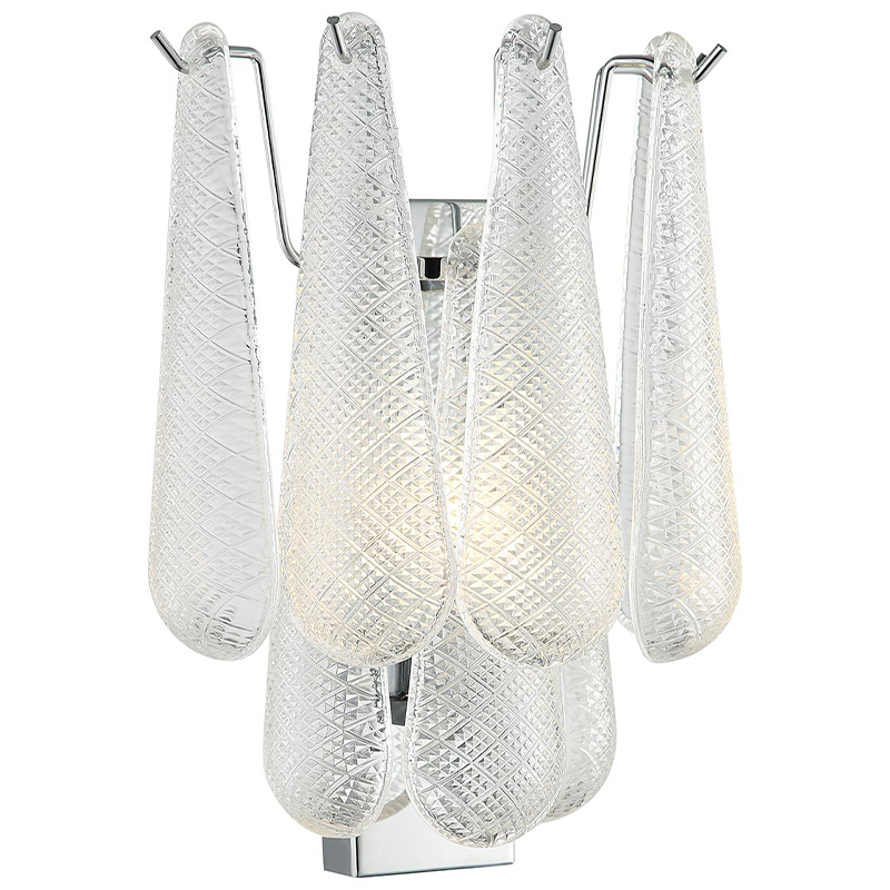 Бра Textured Glass Drops Wall Lamp Хром Белый Бра Textured Glass Drops Wall Lamp Хром Белый в Костроме | Loft Concept