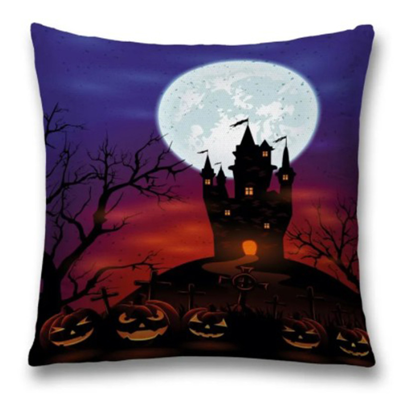 Подушка Halloween Castle Синий Черный Красный Подушка Halloween Castle Синий Черный Красный в Костроме | Loft Concept