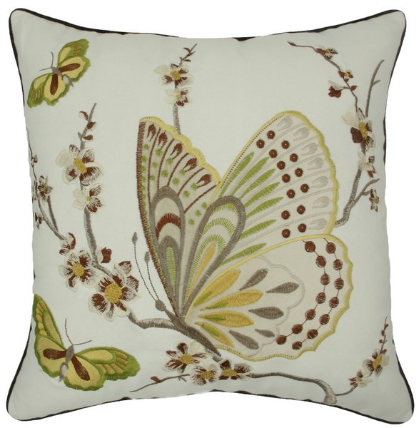 Декоративная подушка Вышивка butterfly Желтый ivory ( слоновая кость ) Декоративная подушка Вышивка butterfly Желтый ivory ( слоновая кость ) в Костроме | Loft Concept