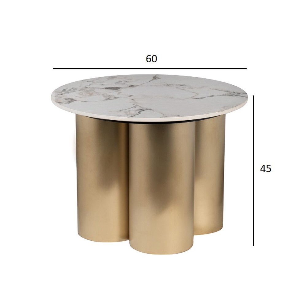 Стол журнальный круглый керамогранит белый Keramos в Костроме