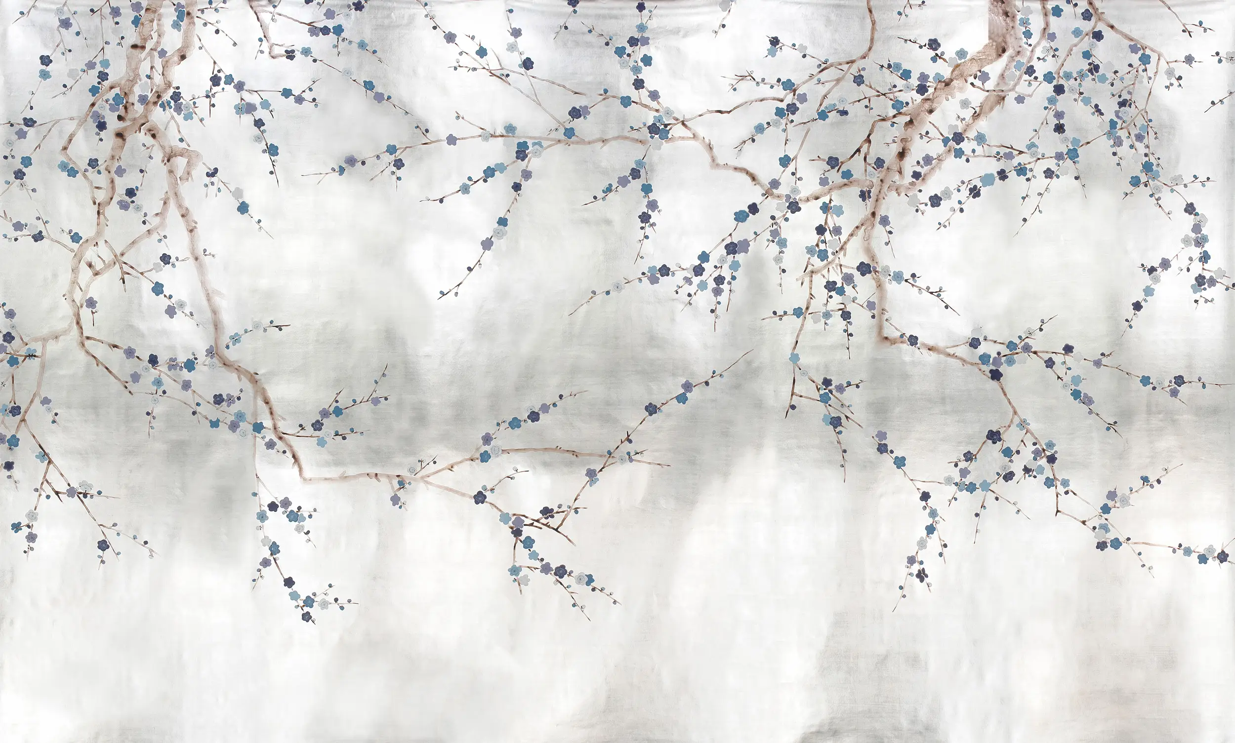 Обои ручная роспись Plum Blossom Hokusai on Tarnished Silver gilded paper Обои ручная роспись Plum Blossom Hokusai on Tarnished Silver gilded paper - постер Loft-Concept в Костроме